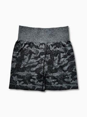 NVGTN Camo Seamless Shorts M Black Gray High Rise Biker Workout